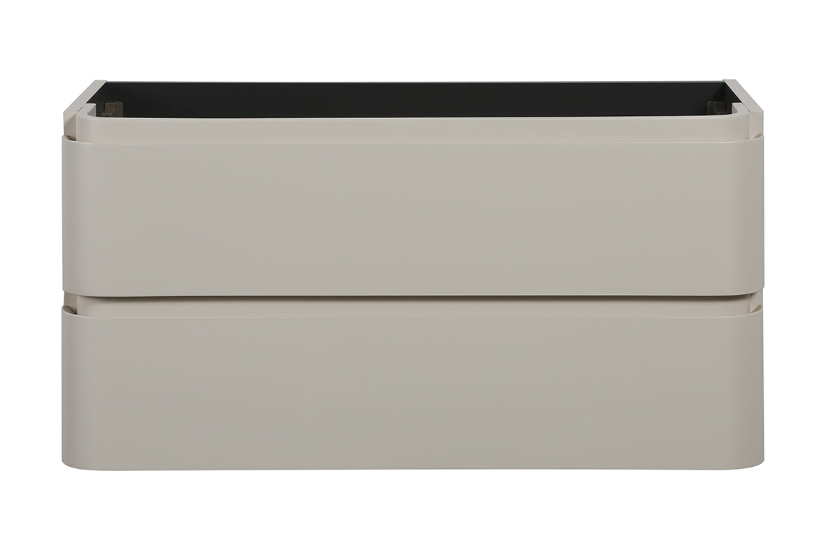 Wiesbaden novira onderkast afgeronde hoeken met 2 laden 1 uitsparing 80 x 48 cm mat zand