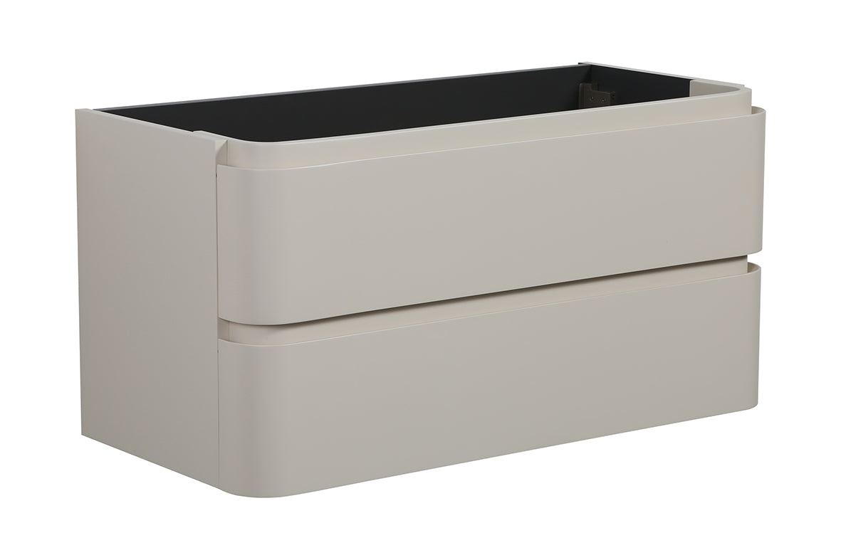 Wiesbaden novira onderkast afgeronde hoeken met 2 laden 1 uitsparing 100 x 48 cm mat zand