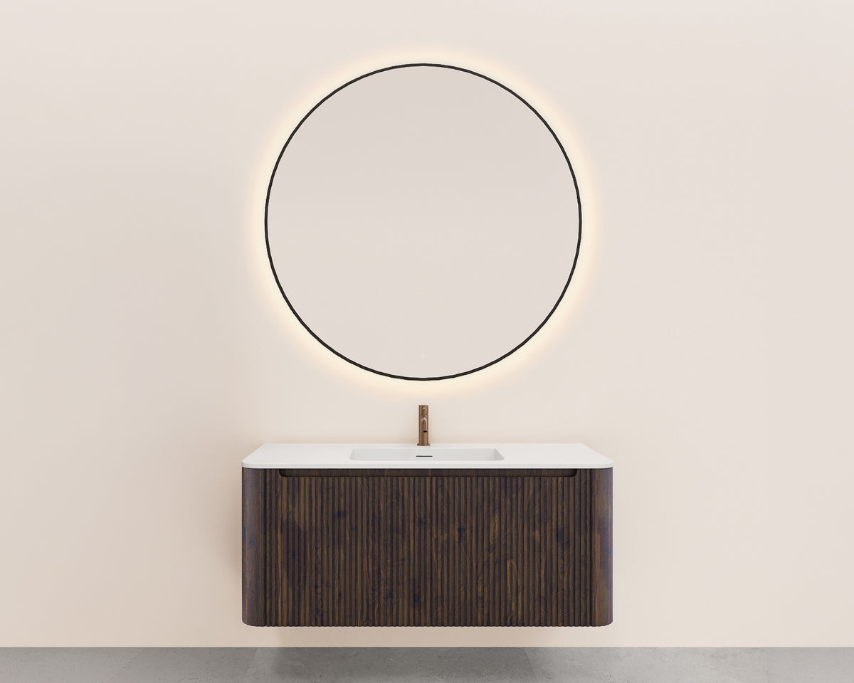 Wiesbaden sulora onderkast afgeronde hoeken geribbeld met 1 lade 1 uitsparing 120 x 48 cm walnoot