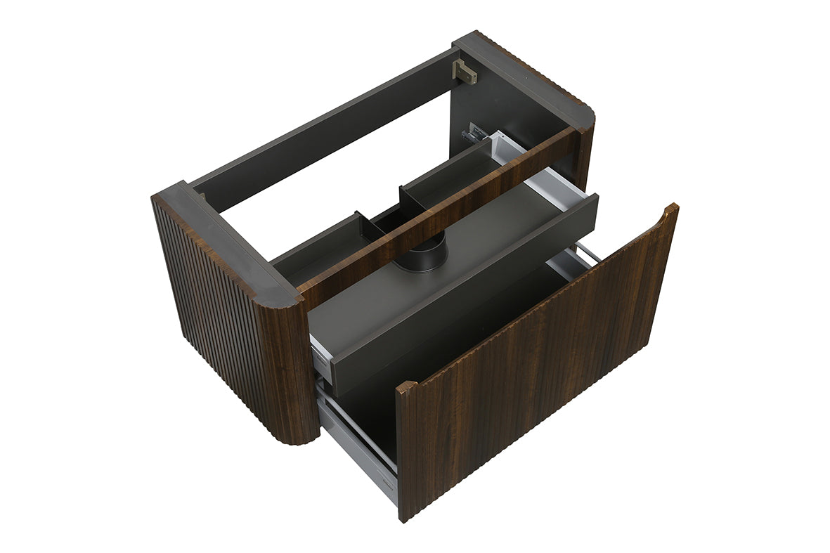 Wiesbaden sulora onderkast afgeronde hoeken geribbeld met 1 lade 1 uitsparing 120 x 48 cm walnoot
