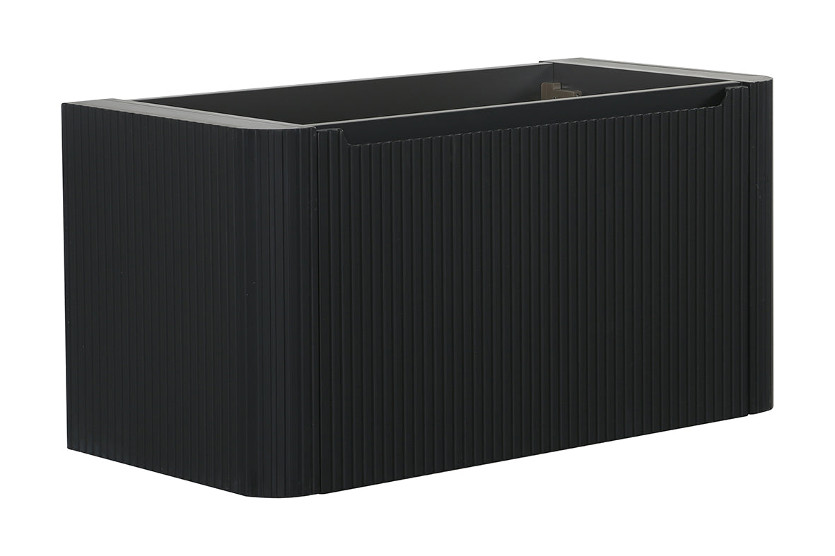 Sulora onderkast afgeronde hoeken geribbeld met 1 lade 1 uitsparing 120 x 48 cm mat zwart