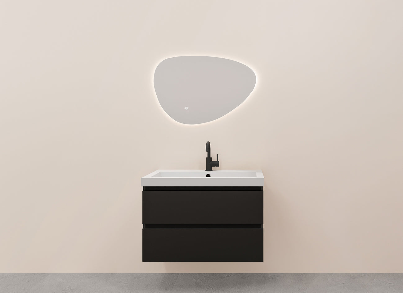 Alvara onderkast met 2 laden 1 uitsparing 100 x 46 cm mat zwart