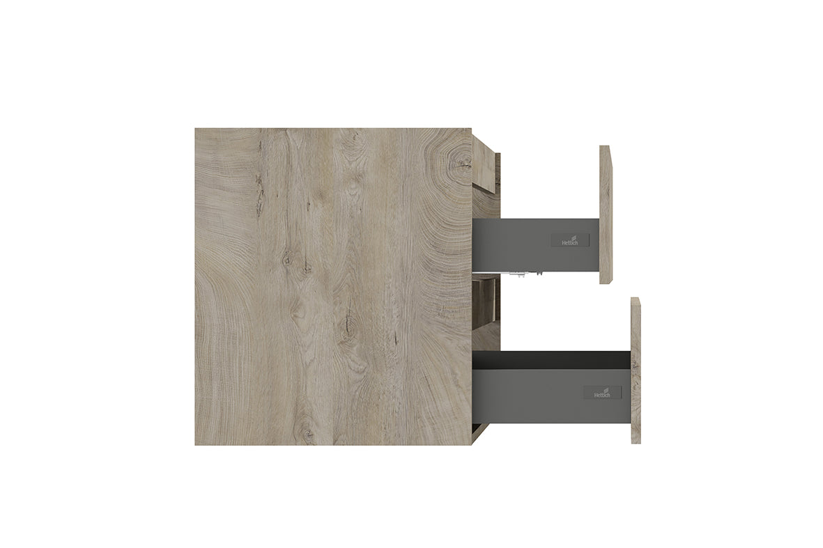 Alvara onderkast met 2 laden 1 uitsparing 100 x 46 cm grijs eiken