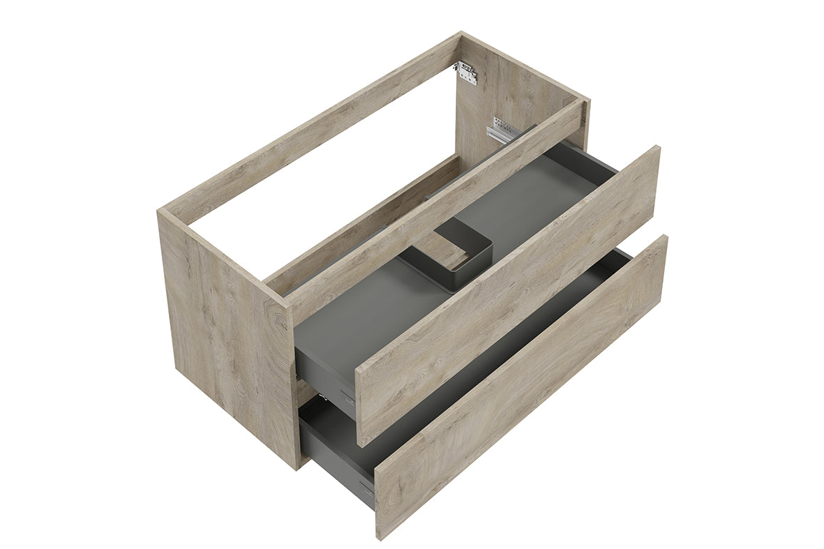 Wiesbaden Alvara onderkast met 2 laden 1 uitsparing 100 x 46 cm grijs eiken