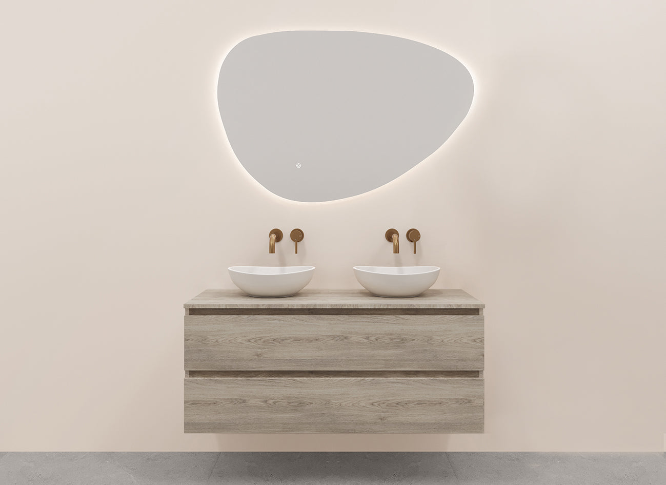 Alvara onderkast met 2 laden 2 uitsparingen 120 x 46 cm grijs eiken