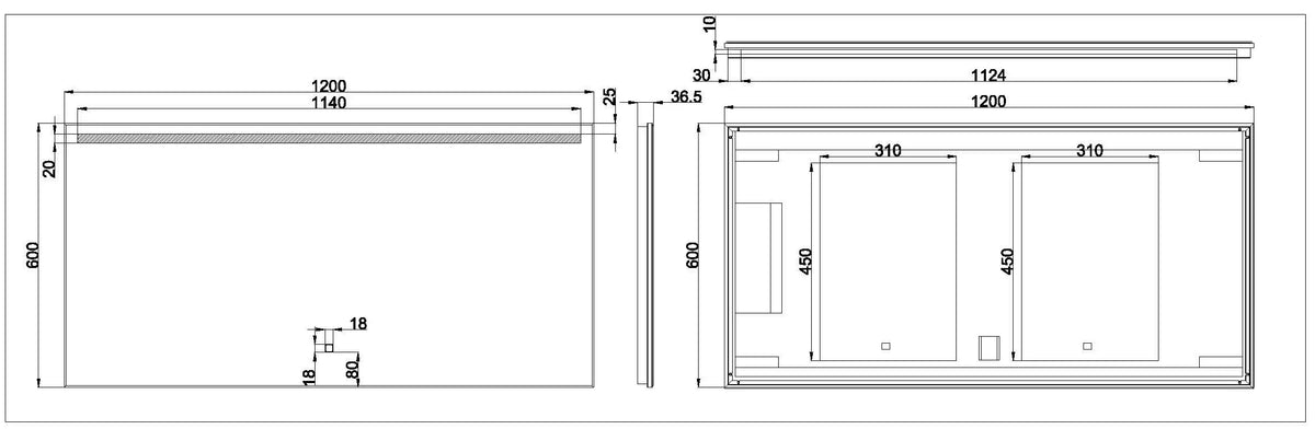 Ambi one spiegel rechthoek met LED, dimbaar en spiegelverwarming 120 x 60 cm