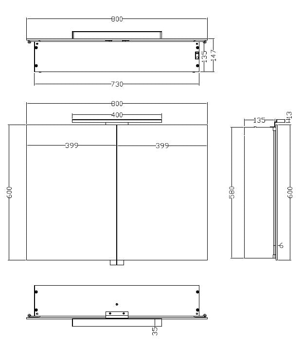Bright spiegelkast met LED 80 x 60 x 14cm