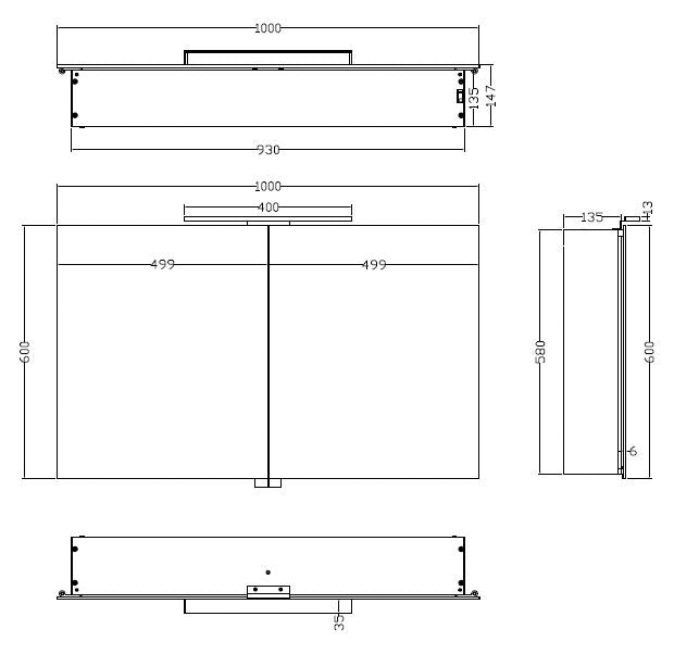 Bright spiegelkast met LED 100 x 60 x 14 cm