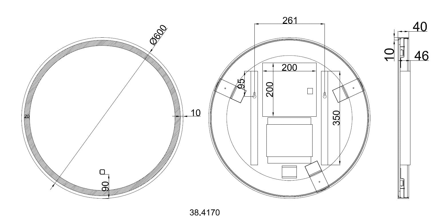 Maro spiegel rond met LED, dimbaar en spiegelverwarming 60 cm mat zwart