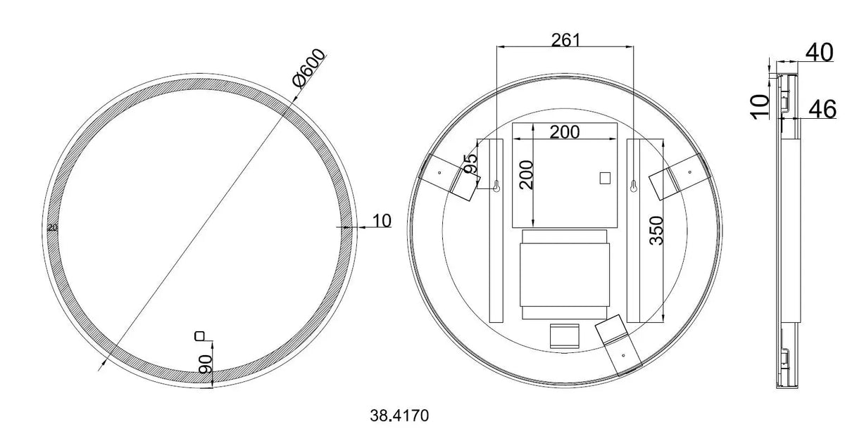 Maro spiegel rond met LED, dimbaar en spiegelverwarming 60 cm mat zwart