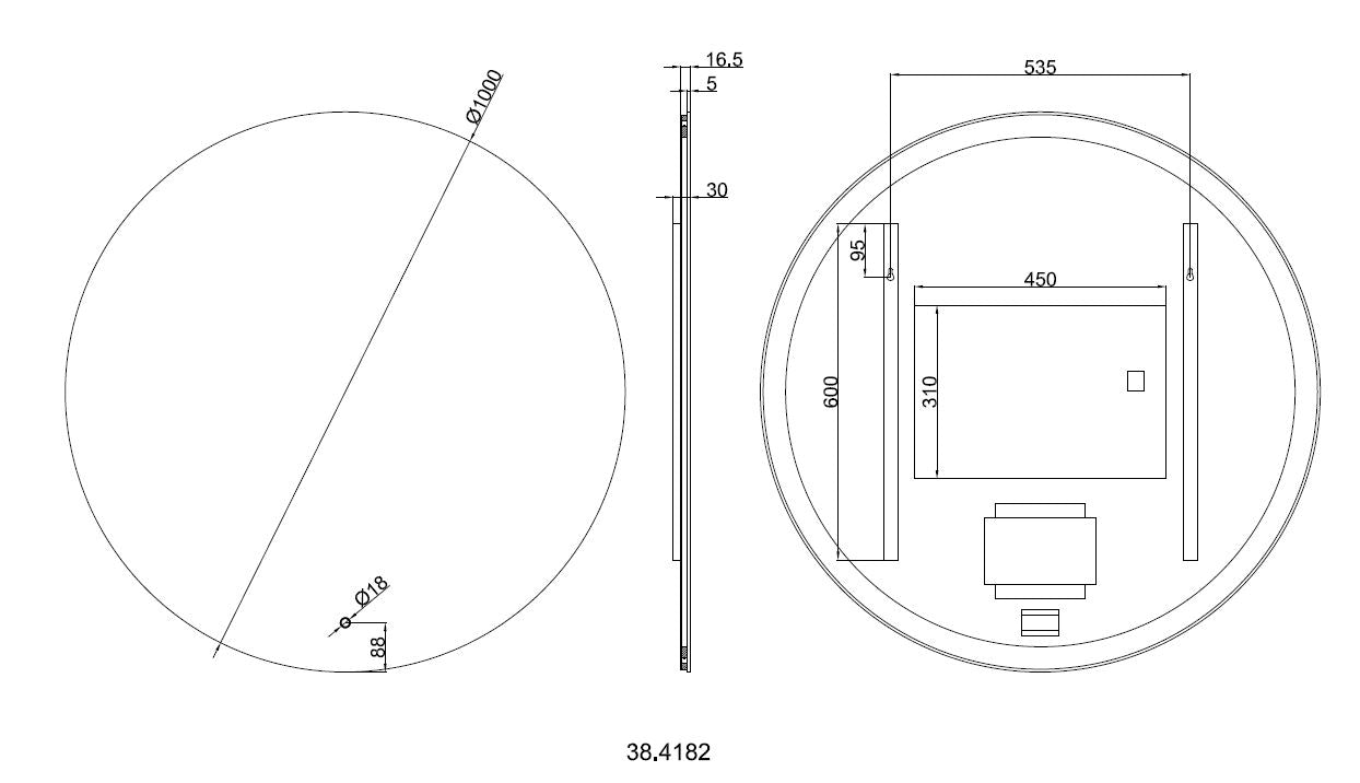 Soul spiegel rond met LED, dimbaar en spiegelverwarming 100 cm