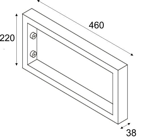 Ophangbeugel vierkant 460 x 220 mm chroom
