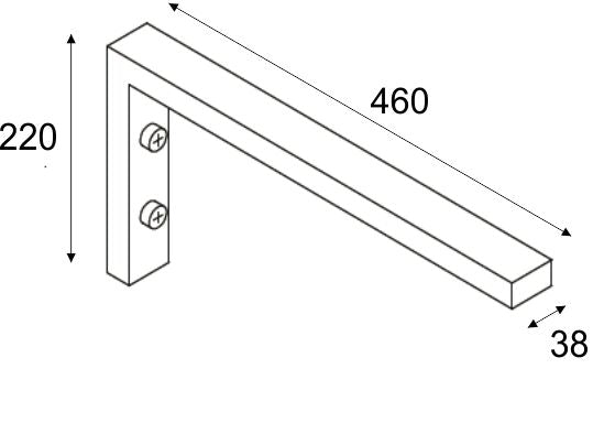 Ophangbeugel L-vorm 460 x 220 mm chroom