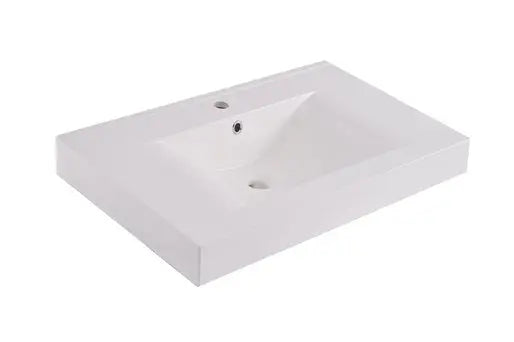 Tigris wastafel enkel met 1 kraangat 60x46x8 cm kunstmarmer glans wit