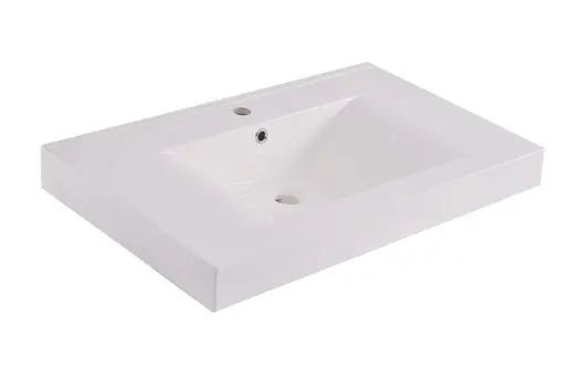 Tigris wastafel enkel met 1 kraangat 80x46x8 cm kunstmarmer glans wit