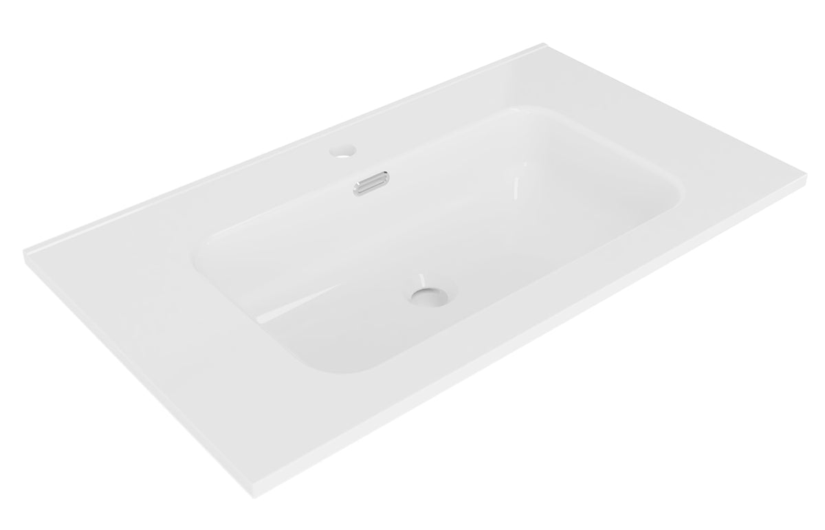 Wiesbaden bajo wastafel enkel met 1 kraangat 80 x 46 x 1,8 cm keramiek glans wit