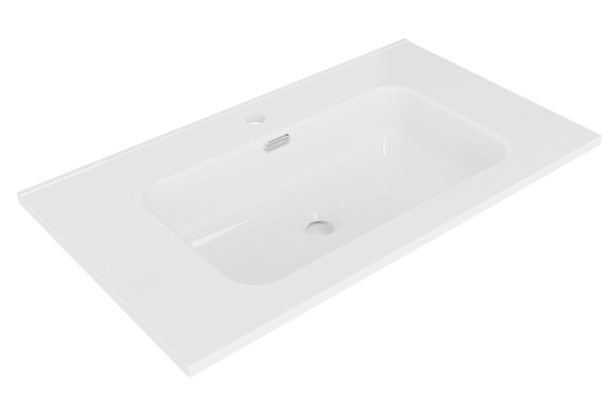 Wiesbaden bajo wastafel enkel met 1 kraangat 100 x 46 x 1,8 cm keramiek glans wit