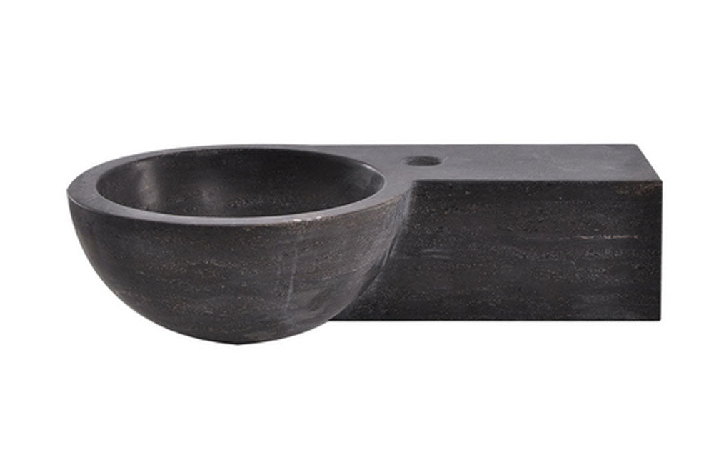Raw fontein rechts rond 40x23x10 cm hardsteen gezoet