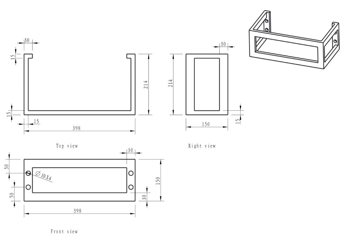 Frame voor fontein 400 x 150 x 220 mm RVS