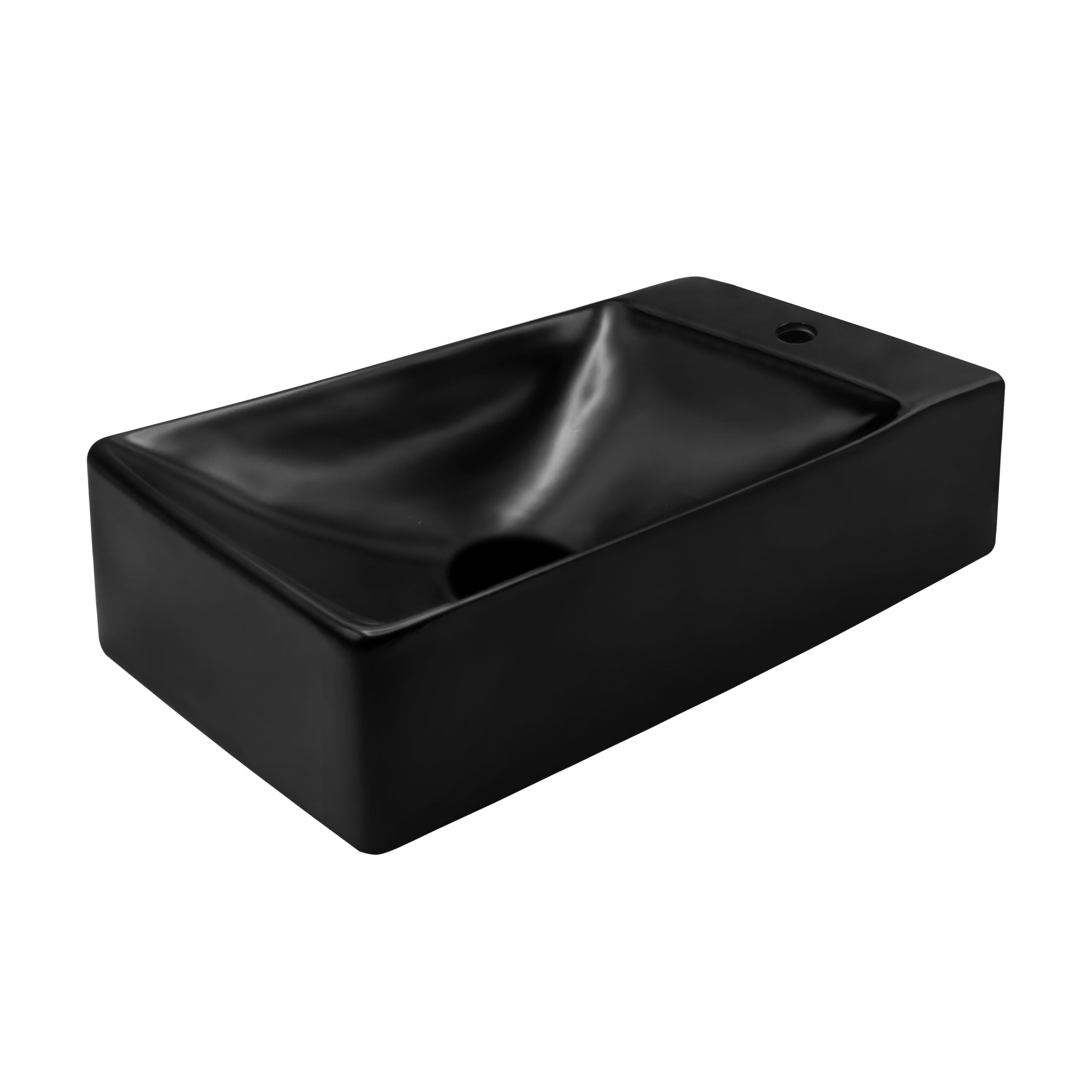 Aloni fontein - zonder overloop - kraangat rechts - keramiek - 38x10x22cm - mat zwart