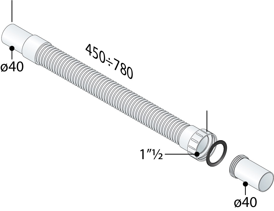 Flexibele buis Moduloflex 6/4''x40 mm lengte 45-78 cm