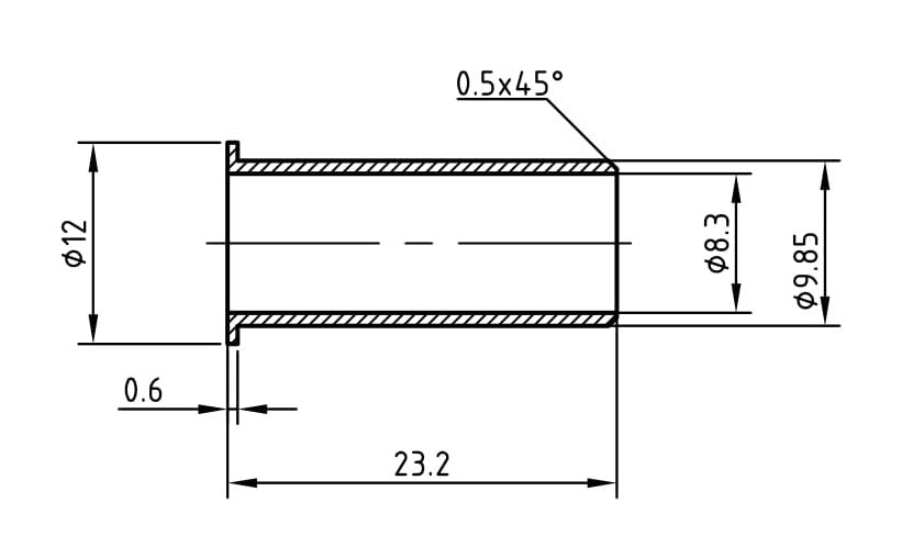 1283 steunhuls 12mm x 1.0