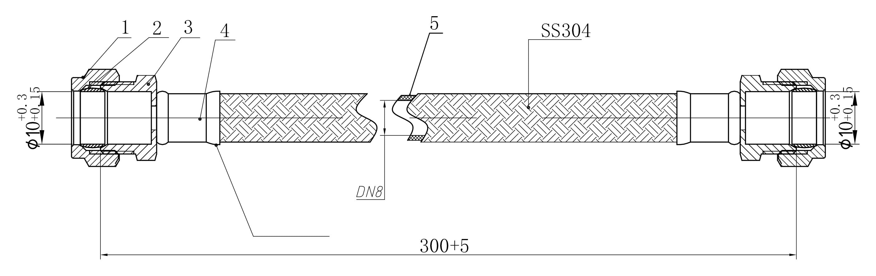 Flexibele aansluitslang 10mm knel x 10mm knel 35 cm RVS