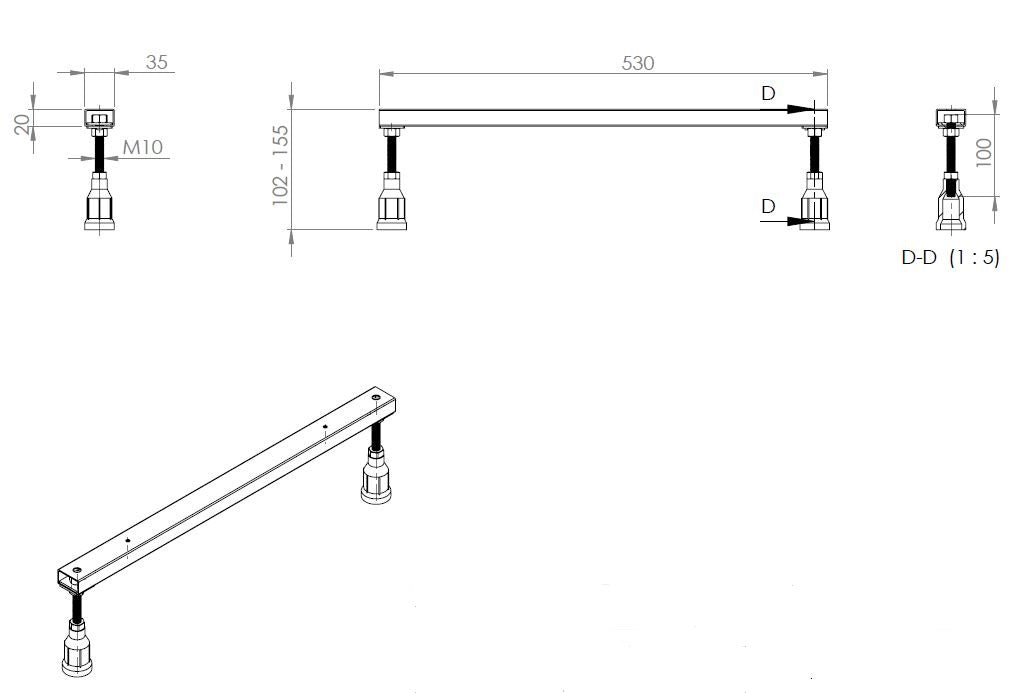 Universele bad-potenset M10/60 verstelbaar