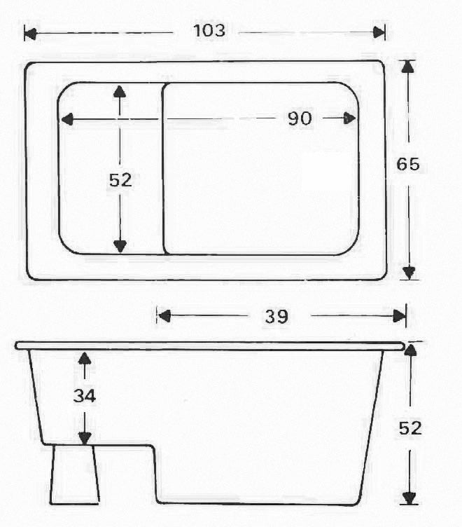 Marinella zitbad 103x65x52 wit