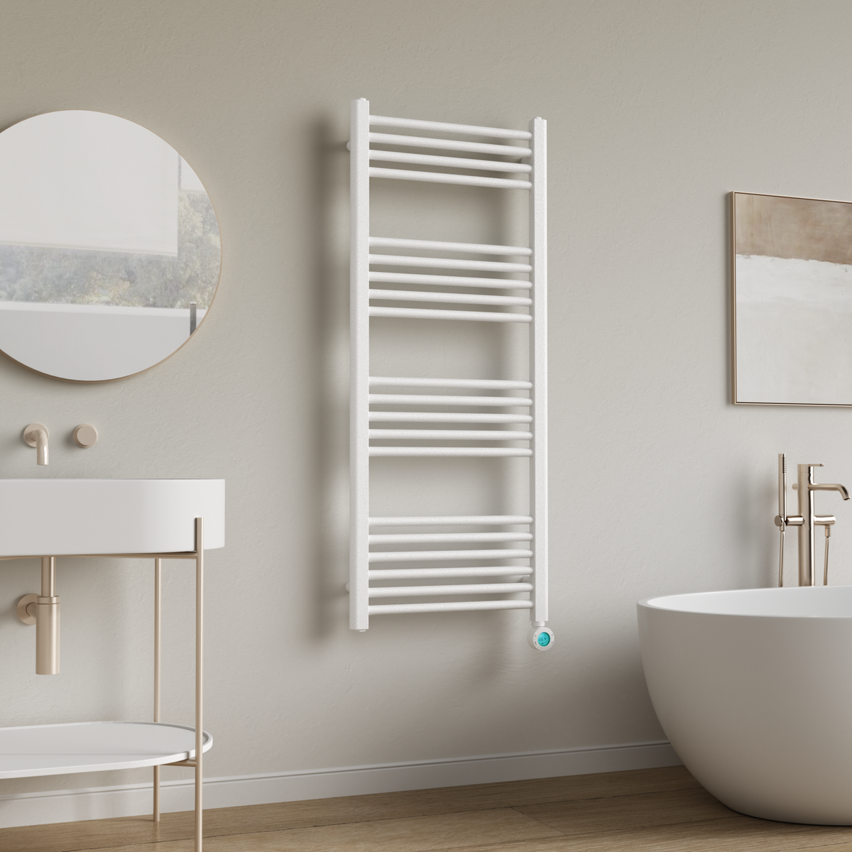 Belrad elektrische handdoekdroger - met digitale, programeerbare thermostaat - smart WiFi - aansluiting rechts - 700 w - 1200
