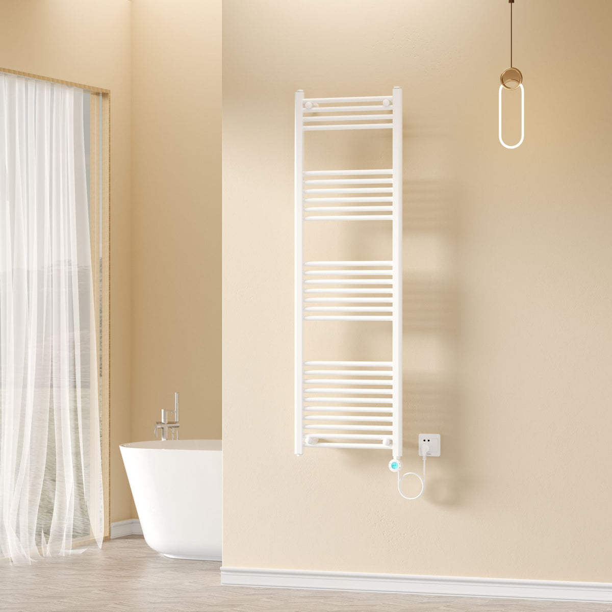 Belrad elektrische handdoekdroger - met digitale, programeerbare thermostaat - smart WiFi - aansluiting rechts - 900 w - 1600