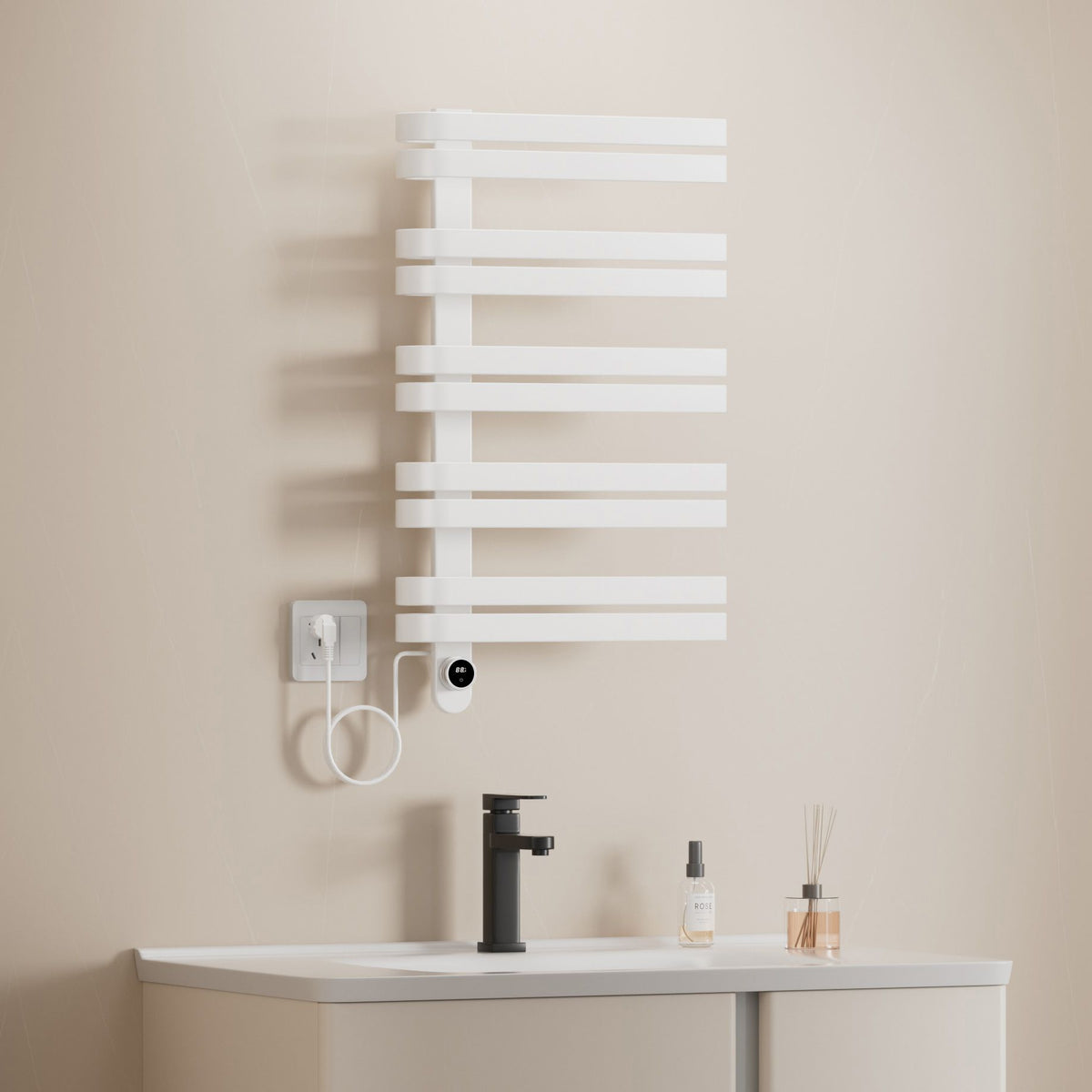 Belrad elektrische handdoekdroger - design - smart WiFi - aansluiting links - 225 w - 900 x 500 mm - glanzend wit