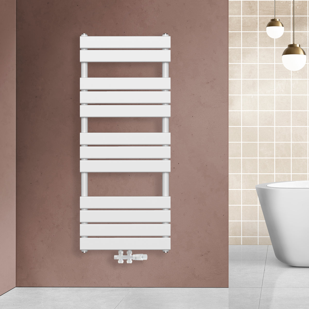 Belrad Handdoek radiator midden aansluiting wit 1600x600-908w