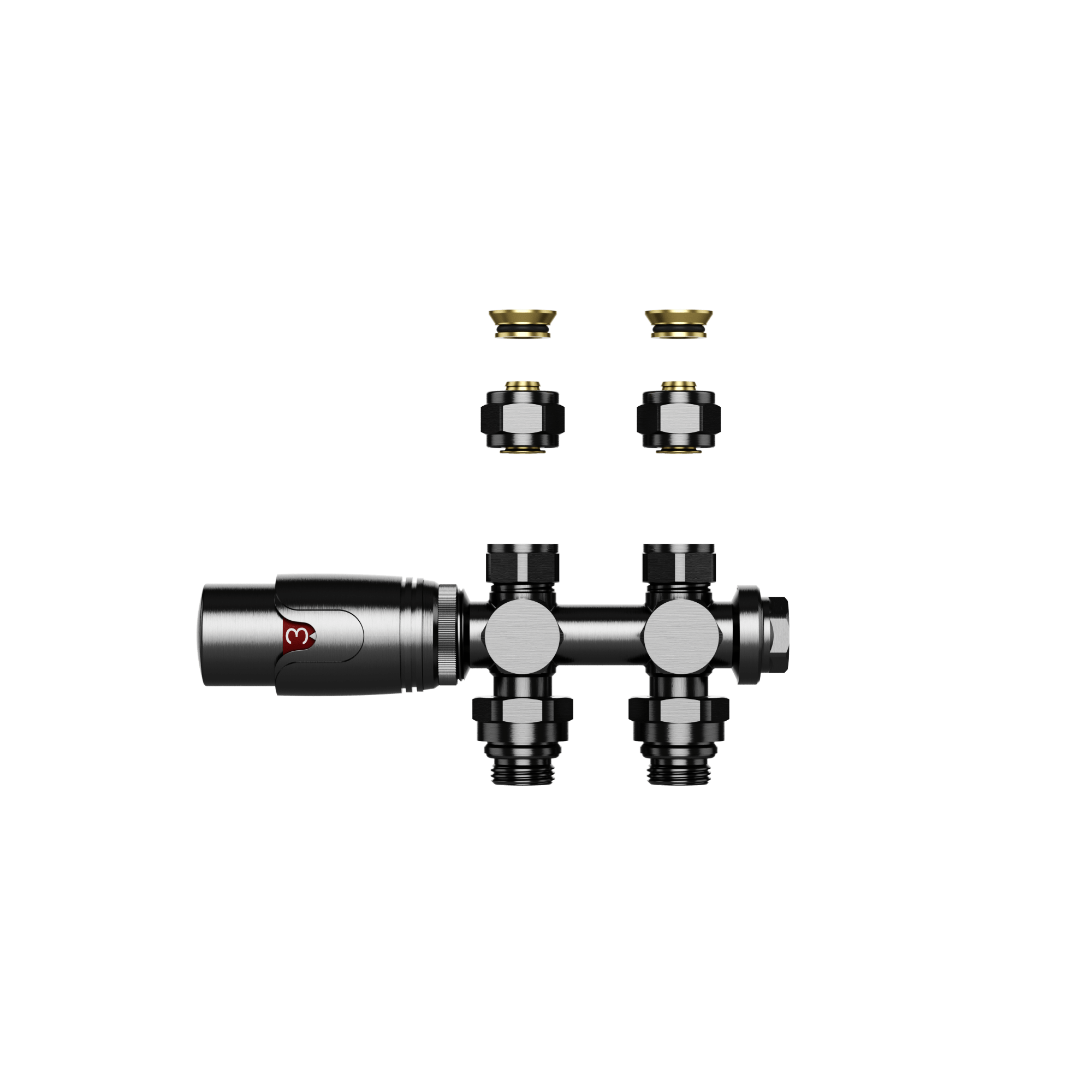 Radiatorkraan - design - thermostatisch - muur-en vloeraansluiting - 1/2mx16/2 m30 - gunmetal