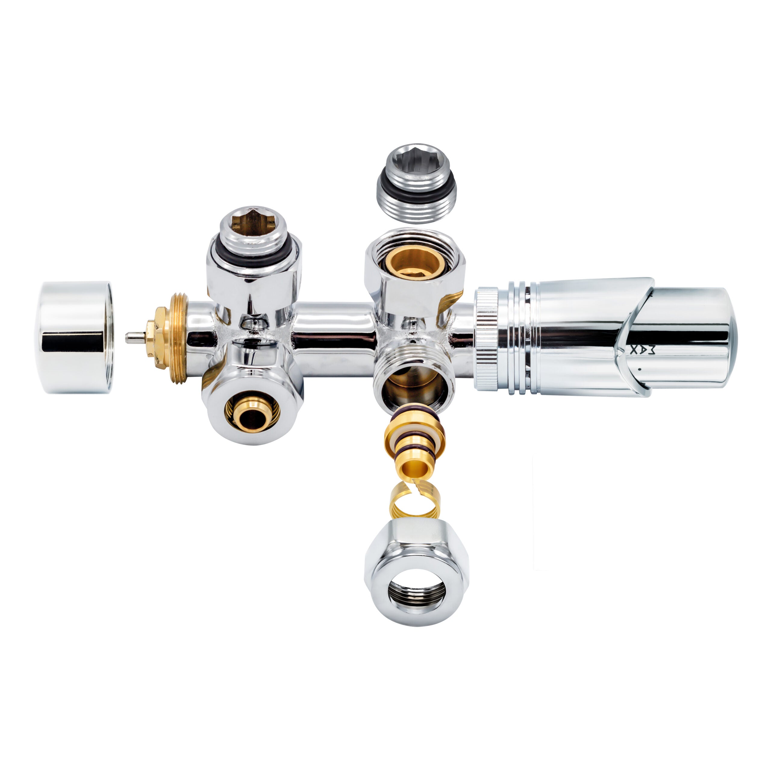 Middenaansluitset muur chrome m30x16/2