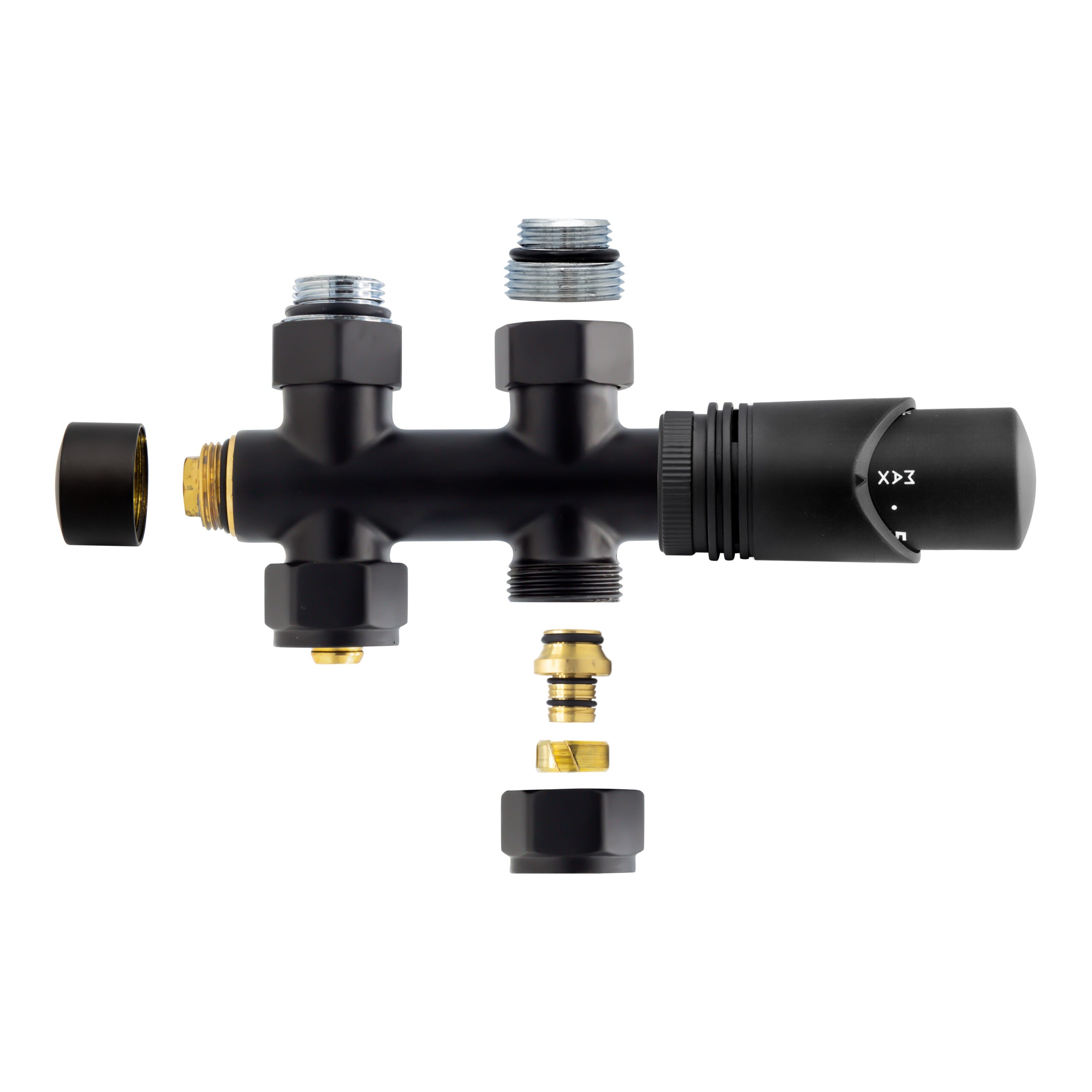 Middenaansluitset recht zwart m30x16/2