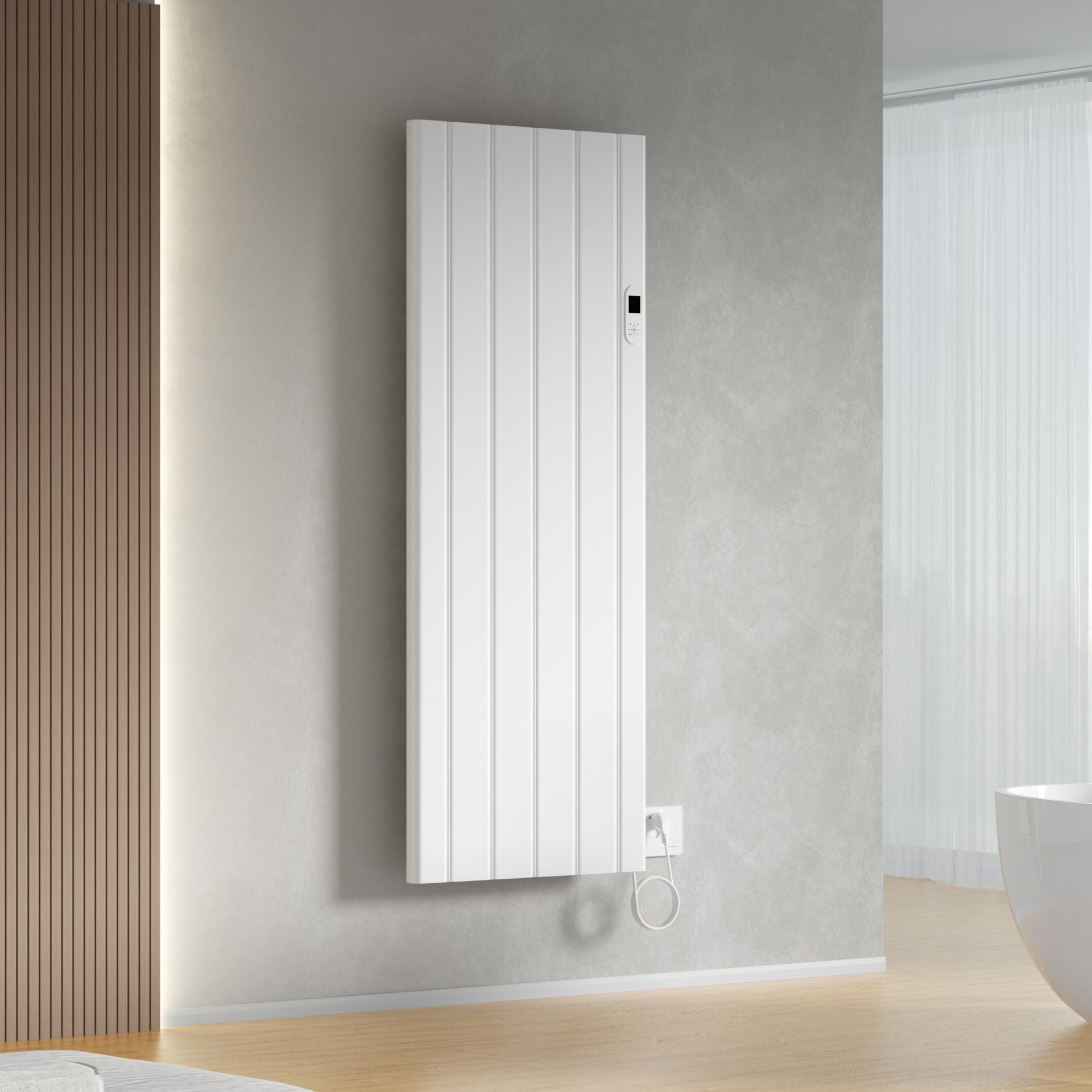 BELRAD ELEKTRISCHE RADIATOR - MET DIGITALE PROGRAMEERBARE THERMOSTAAT - SMART WIFI - 2000W - 1600X608X90 MM - GLANZEND WIT