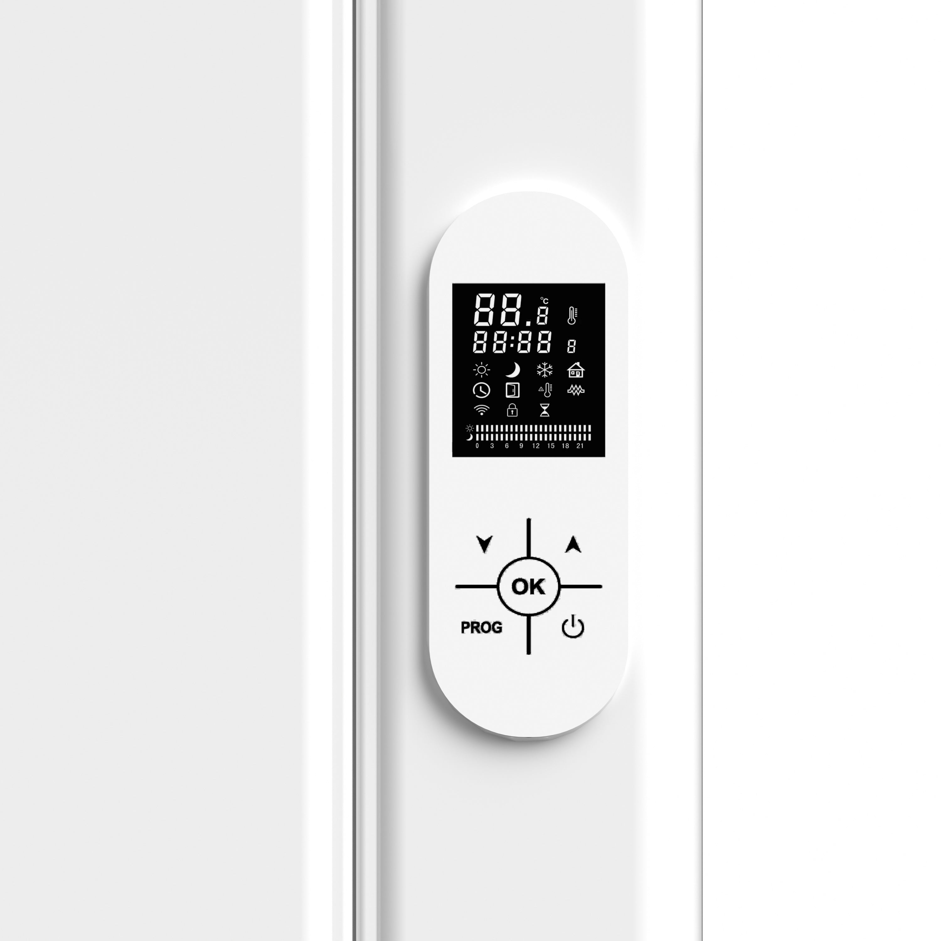 BELRAD ELEKTRISCHE RADIATOR - MET DIGITALE PROGRAMEERBARE THERMOSTAAT - SMART WIFI - 2000W - 1600X608X90 MM - GLANZEND WIT