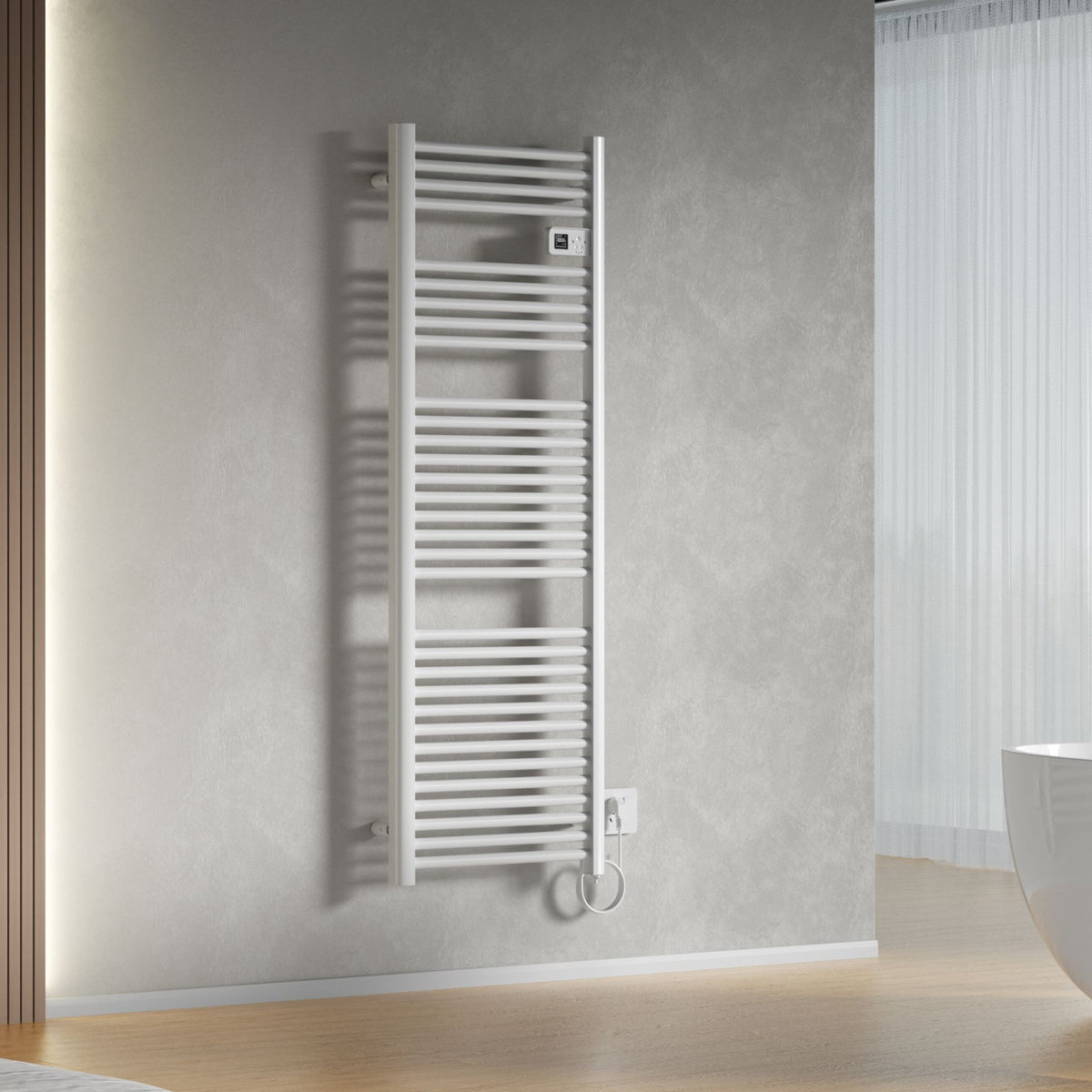 Belrad elektrische handdoekdroger - met digitale programeerbare thermostaat - smart WiFi - 850 w - 1600 x 540x133 mm - glanze