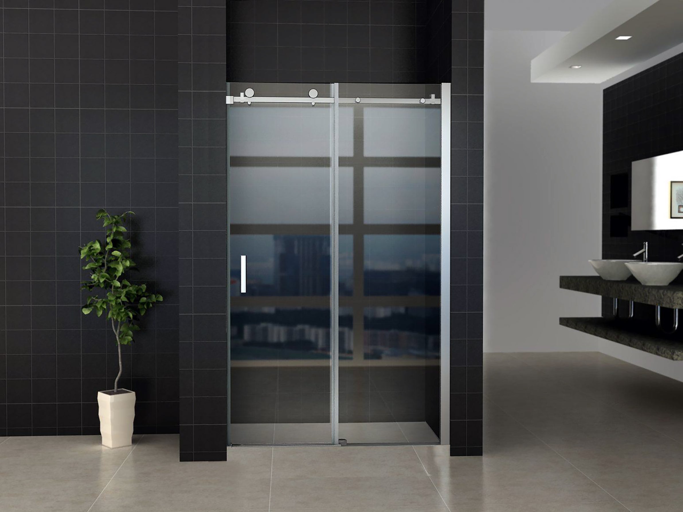 Aloni douche schuifdeur in nis 8mm (140x200cm)