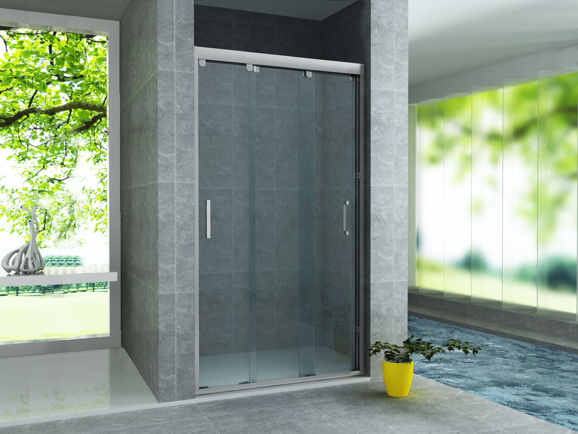 Aloni 3-delige nis schuifdeur 8mm (90x200cm)