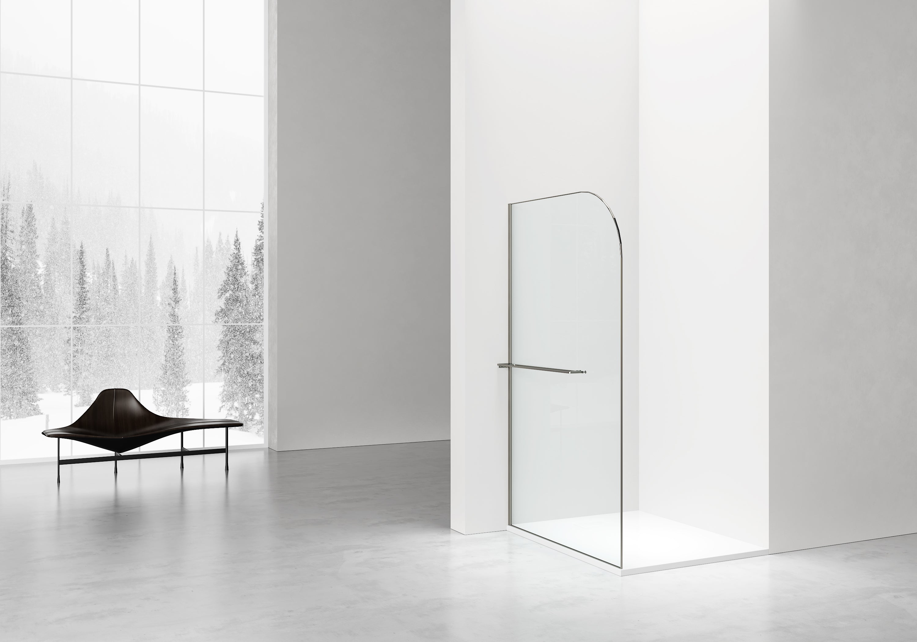 Curvy inloopdouche met handdoekhouder - gebogen - met anti-kalkbehandeling - omkeerbaar - 8mm veiligheidsglas - 120x200cm - gunmetal - helder glas