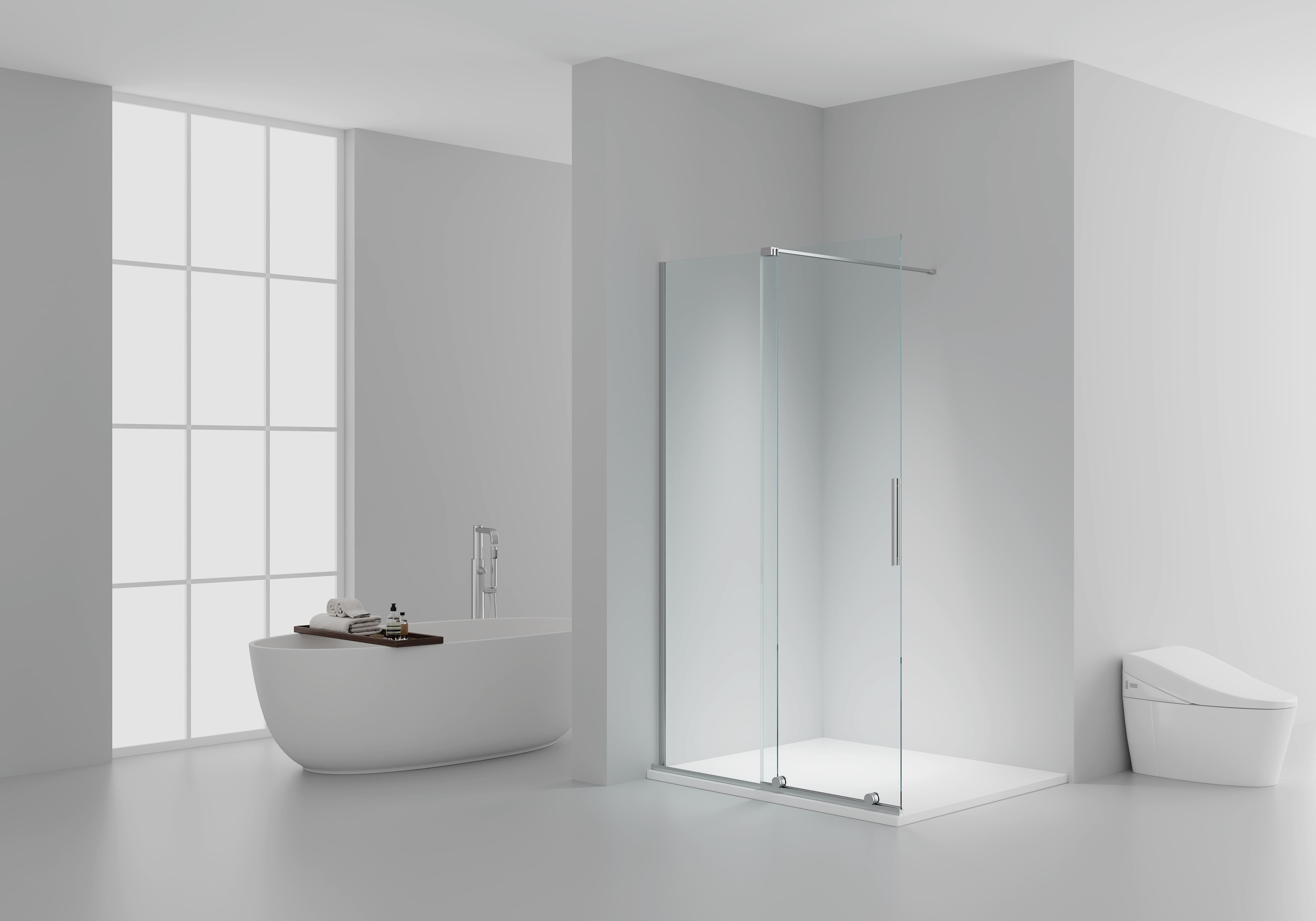 X-slide inloopdouche met schuifdeur - schuifdeur voor nis - met anti-kalkbehandeling - omkeerbaar - 8mm veiligheidsglas - 120x200cm - chroom - helder glas