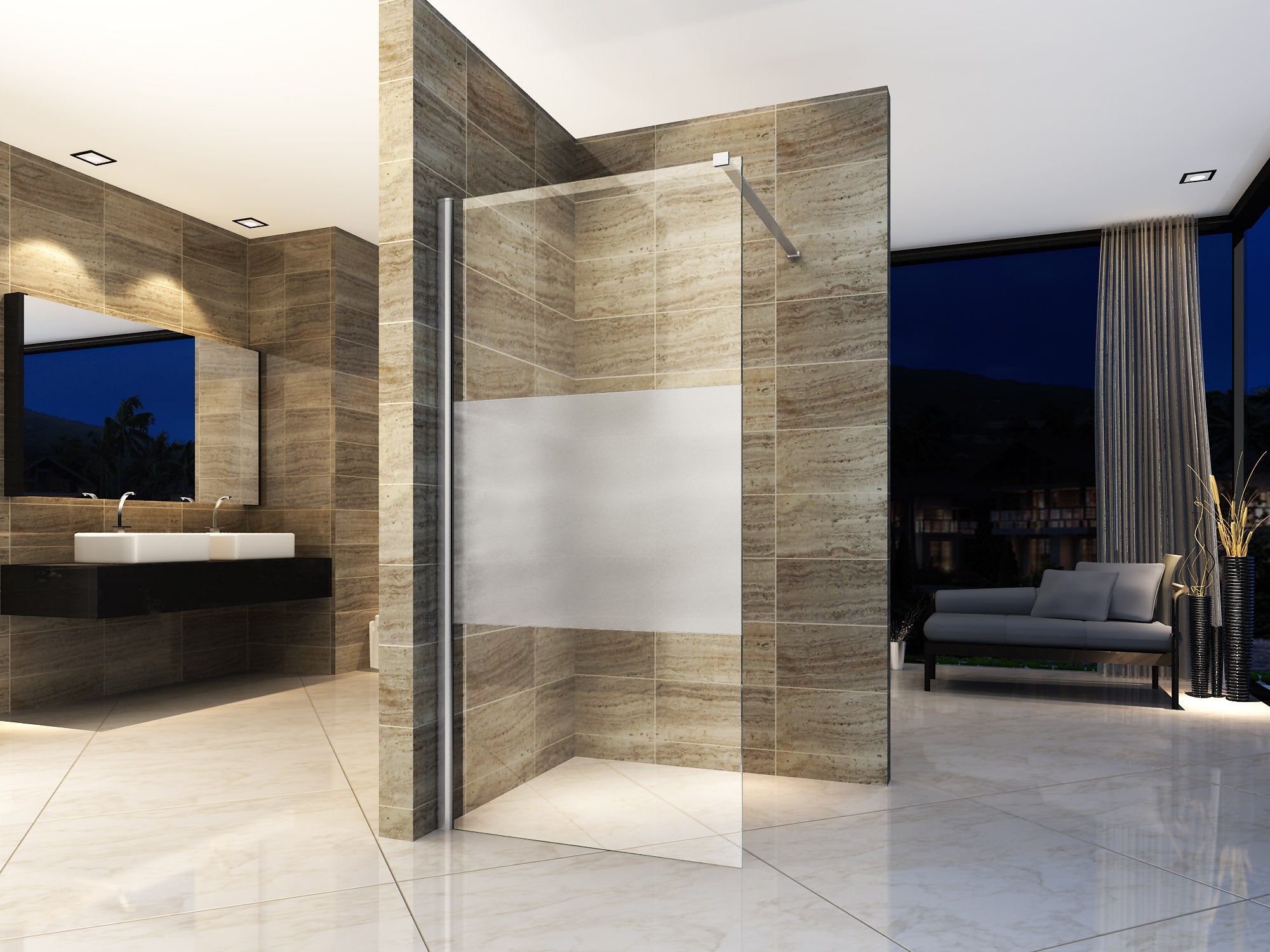 Aloni inloopdouchewand half mat 8mm (100x200cm)