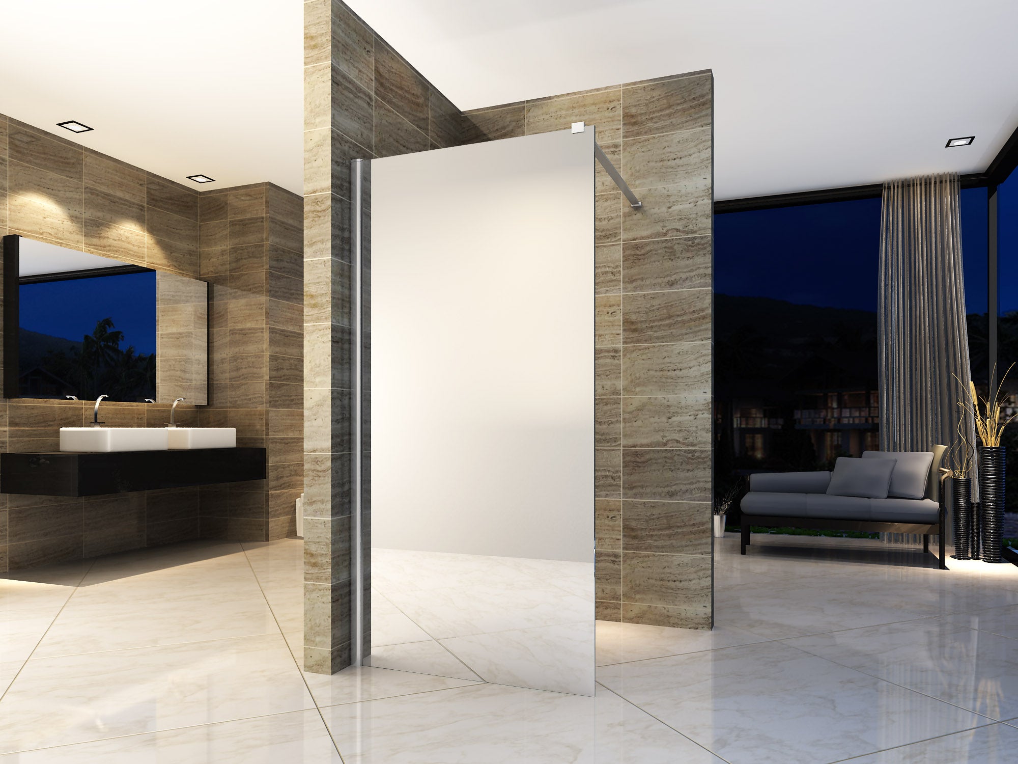 Aloni inloopdouchewand spiegelglas 8mm (100x200cm)