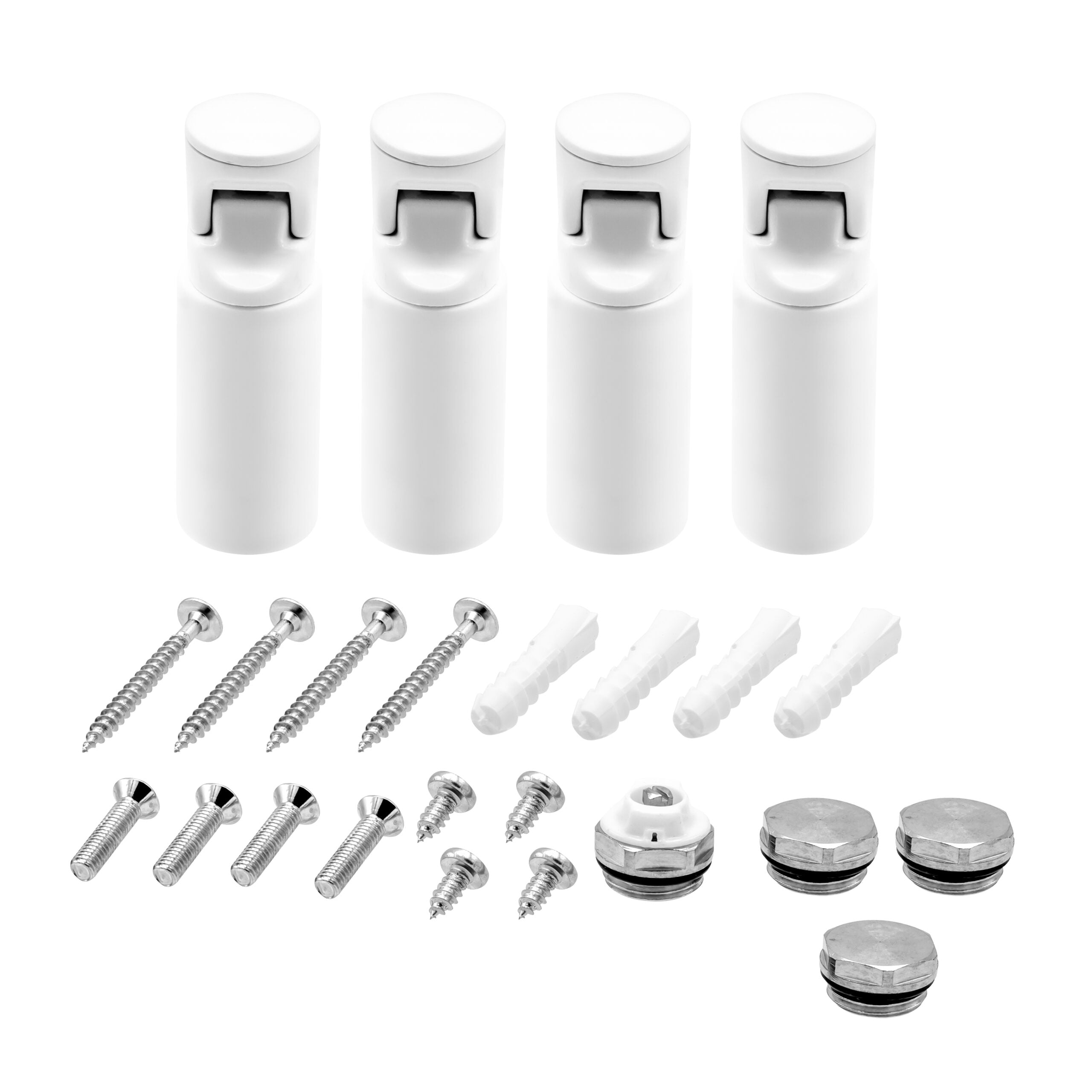 Bevestigingsset handdoekdroger - 4 stuks - wit