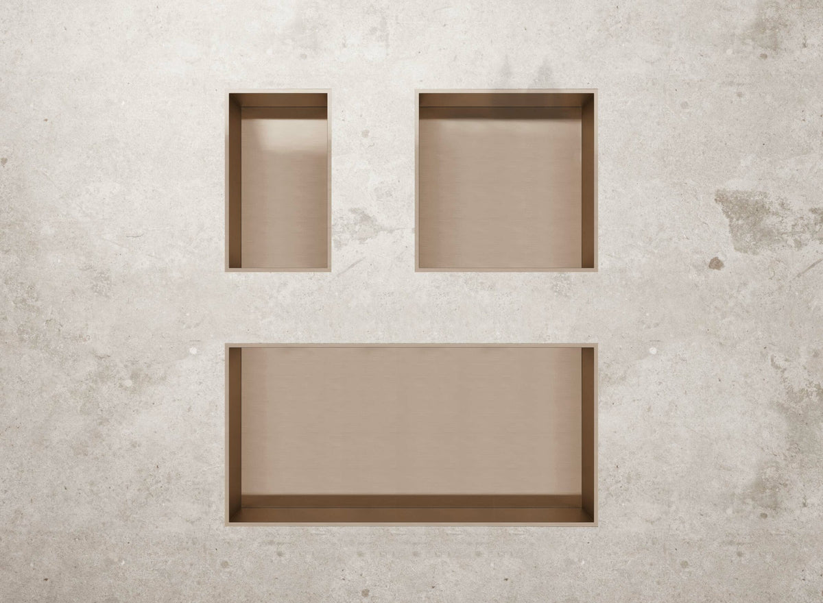 Aloni inbouwnis (300x300x100mm) - geborsteld koper