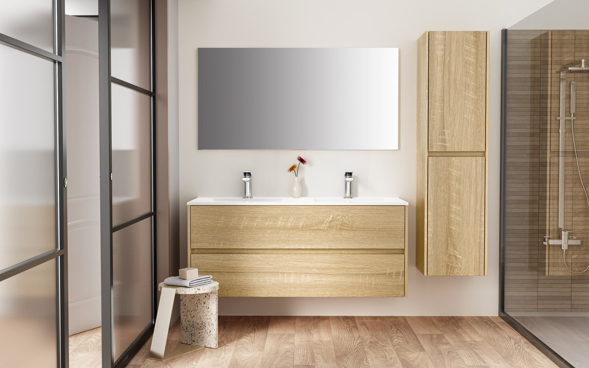 Aloni hayat wastafelonderkast - 2 lades - softclose - greeploos - 119,5x50x45 cm - eik, sfeerbeeld