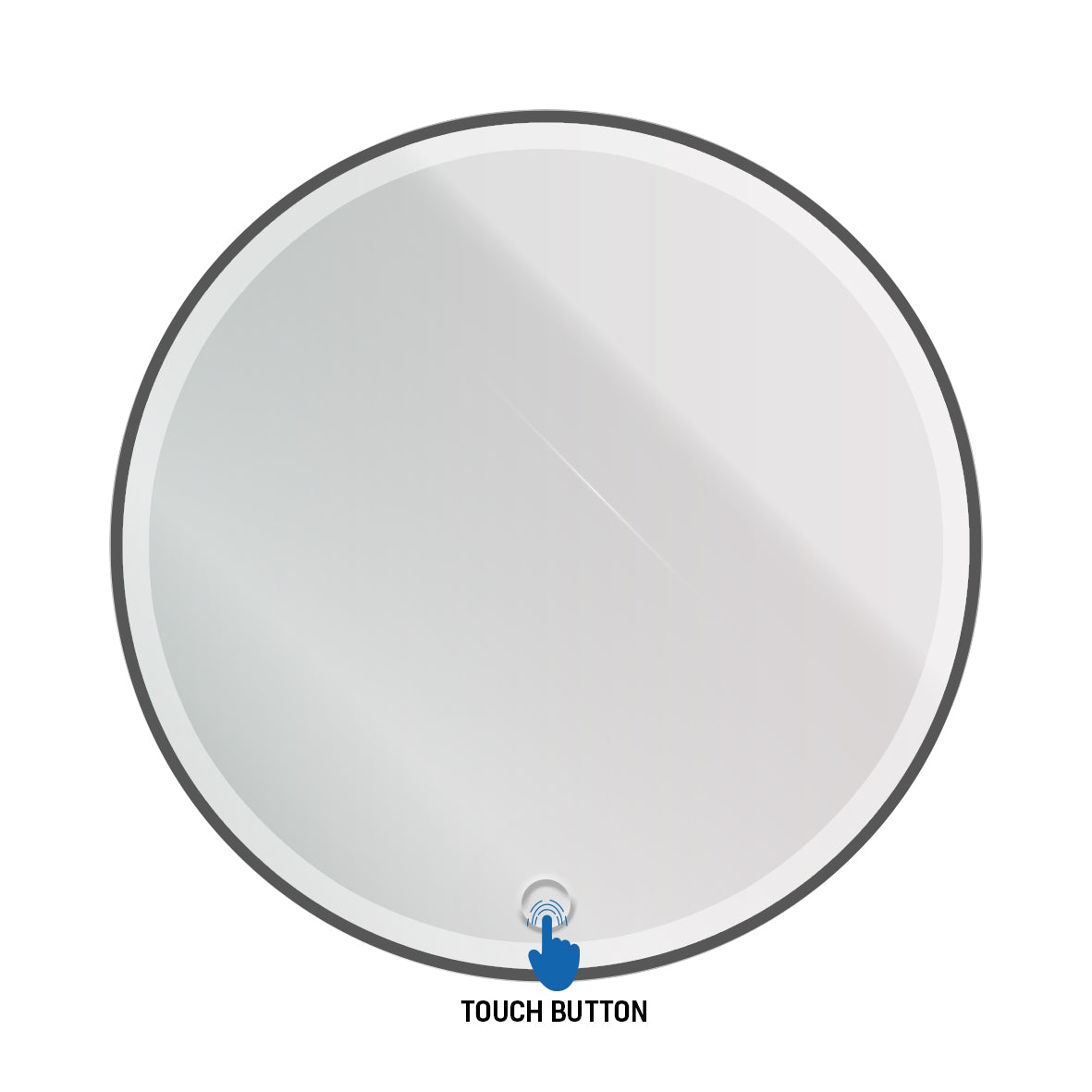 Aloni omega spiegel - met led verlichting - rond - met lijst - zonder verwarming - kleurtemperatuur led 3500-6500k - 80cm - mat zwart