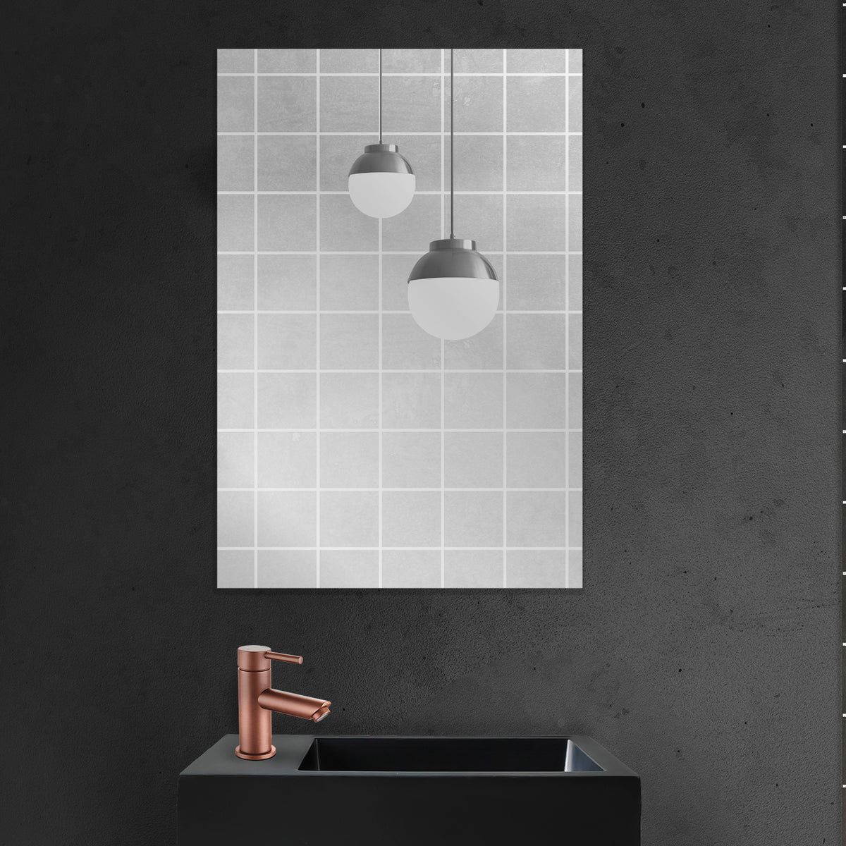Aloni mikaro toiletspiegel - met lijst - 40x60x1,9 cm - walnoot, sfeerbeeld